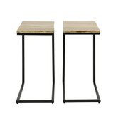 Tree Trunk - Tables d'appoint / Tables de lit - set of 2 - acacia massif - naturel - structure en acier