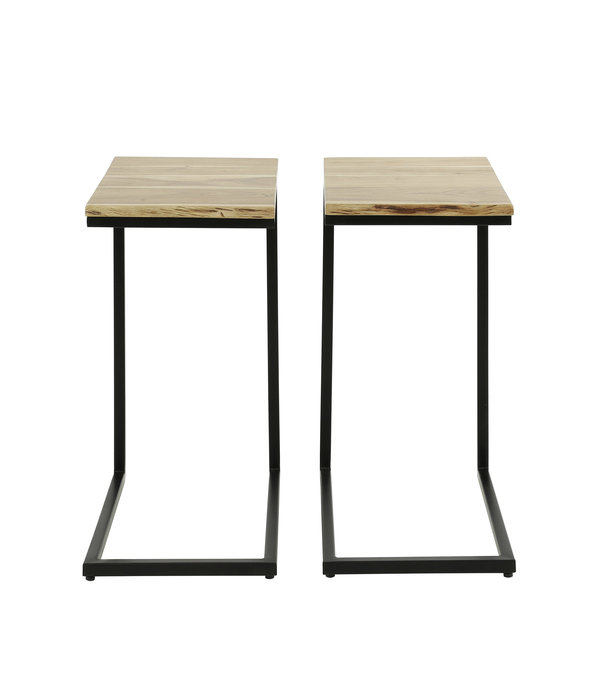 Duverger® Tree Trunk - Tables d'appoint / Tables de lit - set of 2 - acacia massif - naturel - structure en acier