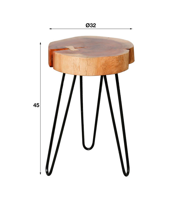 Duverger® Malle - Tables d'appoint - Lot de 2 - Bois d'acacia - Epaisseur 6cm - Structure en acier