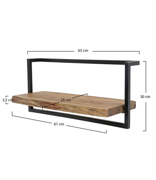 Duverger® Tree Trunk - Etagère murale - 65cm - acacia massif - châssis acier