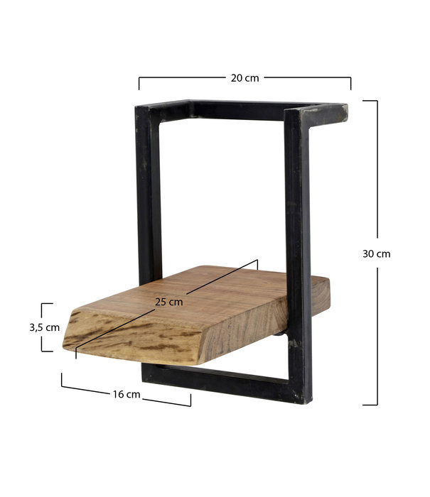 Duverger® Tree Trunk - Wandschap - 20cm - massief acacia - stalen frame