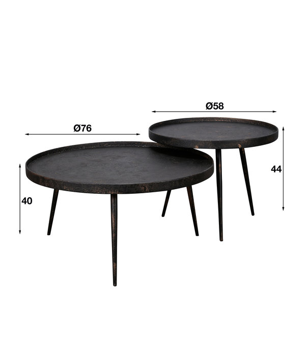 Duverger® Heavy Metal - Table basse - set of 2 - ronde - métal - gris