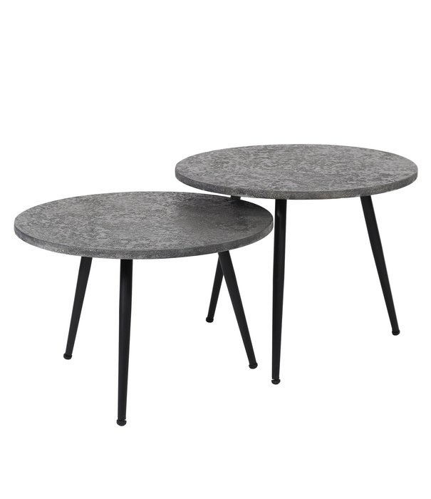 Duverger® Heavy Metal - Salontafel - set van 2 - rond - Ø55 - metaal - grijs