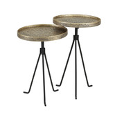 Heavy Metal - Beistelltisch - 2er-Set - rund - Metall – antik bronze