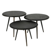 Heavy Metal - Salontafel - set van 3 - rond - MDF - zwart - metaal