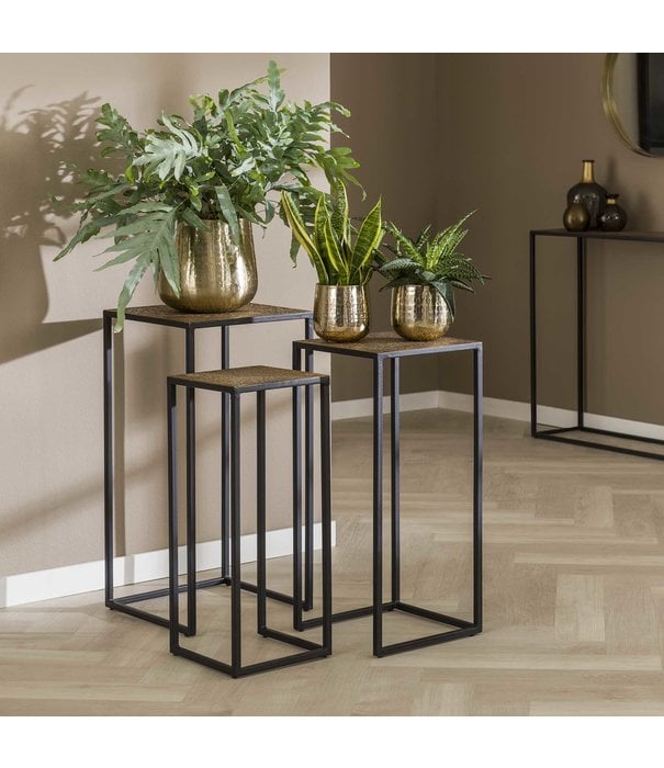 Duverger® Heavy Metal - Table d'appoint - set of 3 - square - metal - antique bronze