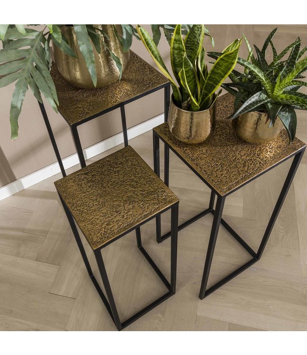 Duverger® Heavy Metal - Table d'appoint - set of 3 - square - metal - antique bronze