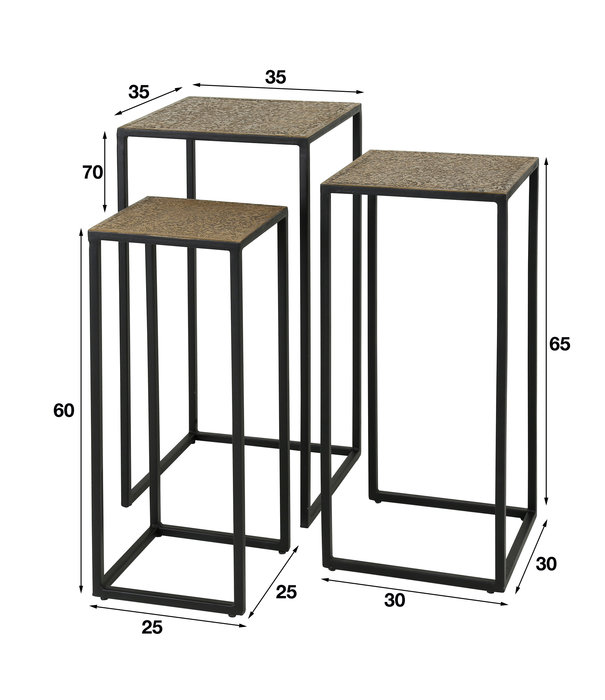 Duverger® Heavy Metal - Table d'appoint - set of 3 - square - metal - antique bronze