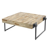 Mosaic - Salontafel - vierkant - 70x70 - verweerd teakhout - gestrookt - staal
