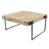 Mosaic - Salontafel - vierkant - 80x80 - verweerd teakhout - gestrookt - staal