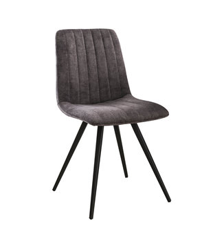 Lined Velvet - Chaise de salle à manger - lot de 4 - velours - gris - rayé - métal - noir