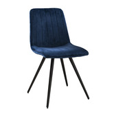Lined Velvet - Chaise de salle à manger - lot de 4 - velours - bleu - rayé - métal - noir