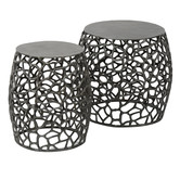 Chromy - Table d'appoint - set of 2 - rond - black nickel - sand cast - aluminium