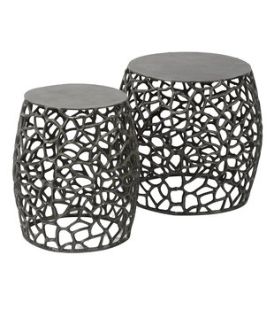 Chromy - Table d'appoint - set of 2 - rond - black nickel - sand cast - aluminium