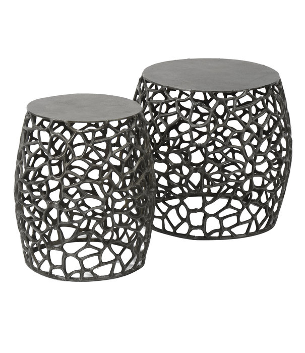 Duverger® Chromy - Table d'appoint - set of 2 - rond - black nickel - sand cast - aluminium