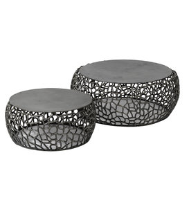 Chromy - Table basse - set of 2 - ronde - black nickel - sand cast - aluminium