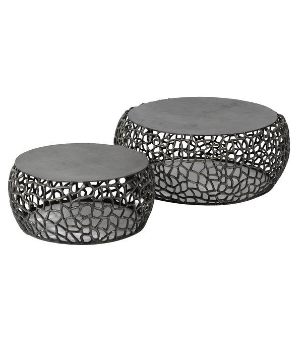 Duverger® Chromy - Table basse - set of 2 - ronde - black nickel - sand cast - aluminium