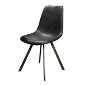 Angular - Chaise de salle à manger - lot de 4 - PU - noir - métal - gris