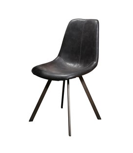 Angular - Chaise de salle à manger - lot de 4 - PU - noir - métal - gris