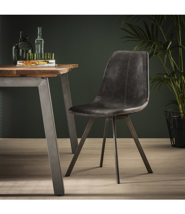 Duverger® Angular - Chaise de salle à manger - lot de 4 - PU - noir - métal - gris