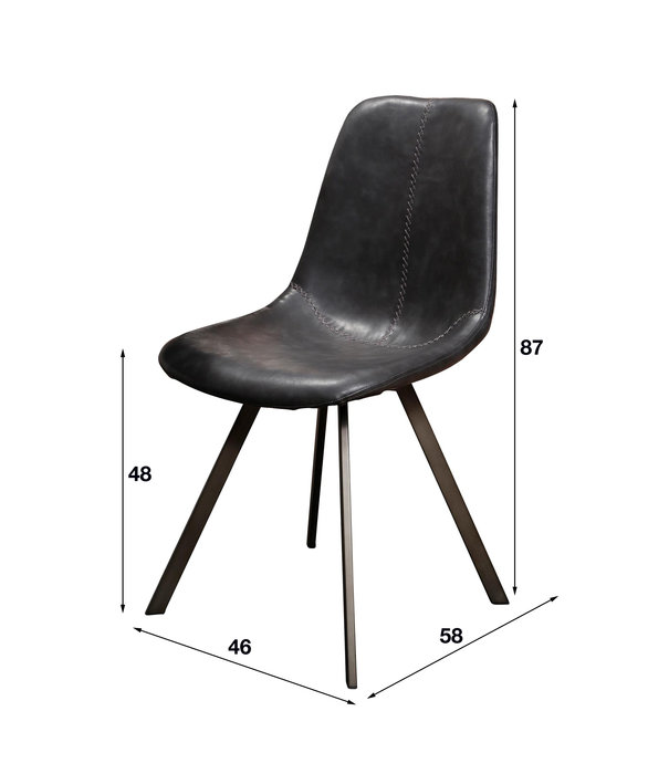 Duverger® Angular - Chaise de salle à manger - lot de 4 - PU - noir - métal - gris