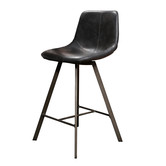 Angular - Tabouret de bar - lot de 4 - PU - noir - métal - gris