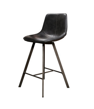 Angular - Tabouret de bar - lot de 4 - PU - noir - métal - gris