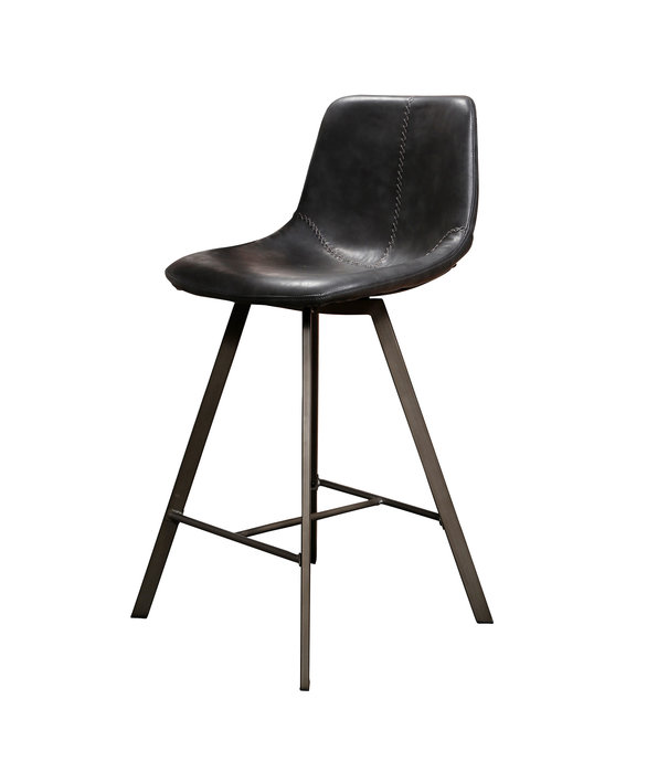 Duverger® Angular - Tabouret de bar - lot de 4 - PU - noir - métal - gris