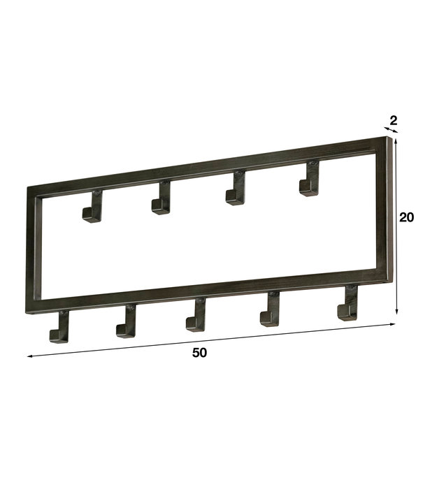 Duverger® Grey Steel - Kapstok - staal - grijs - 9 haakjes - getrapt