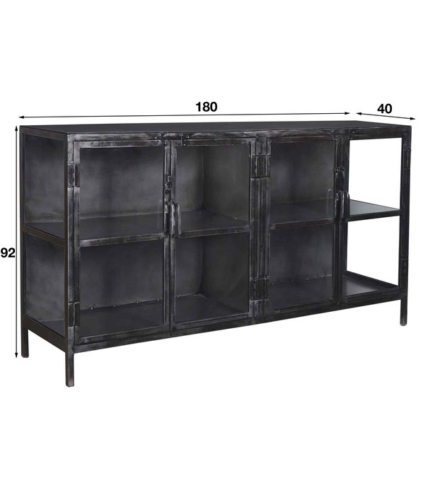 Duverger® Wild West - Sideboard - 4 Glastüren - 1 Einlegeboden - schwarz – Rotguss