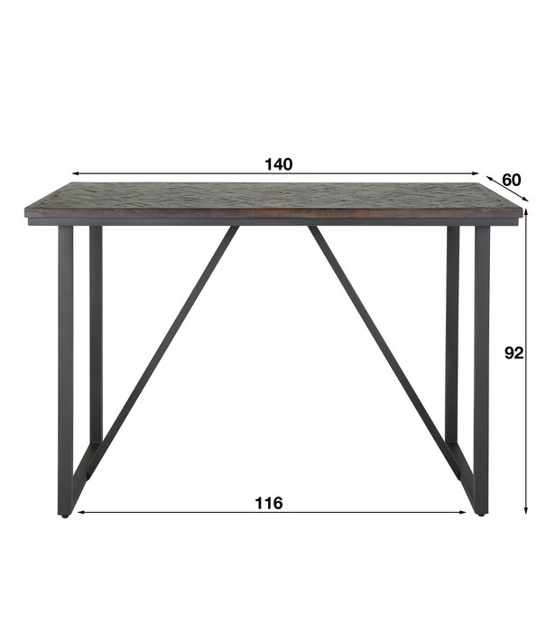 Duverger® Teak Herringbone - Table de bar - teck - rectangle - métal - pieds en U