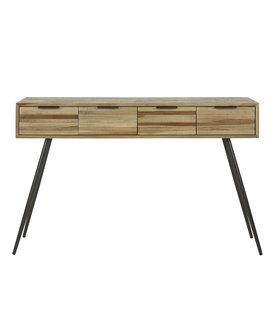 Striped Teak - Sidetable - teakhout - 4 lades - metaal - zwart