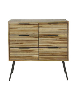 Striped Teak - Buffet - teck - 6 tiroirs - métal - noir