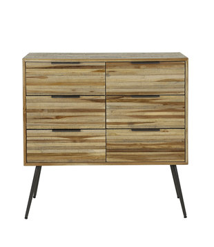 Striped Teak – Kommode - Teakholz - 6 Schubladen - Metall - schwarz