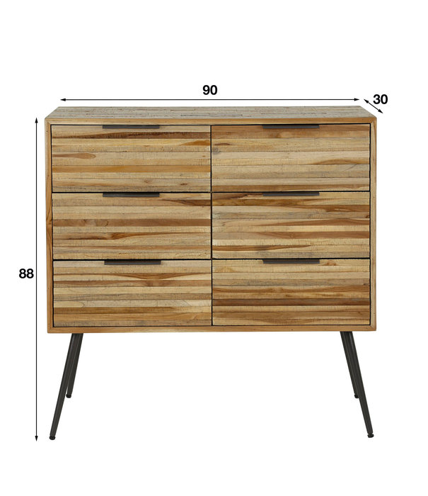 Duverger® Striped Teak - Buffet - teck - 6 tiroirs - métal - noir