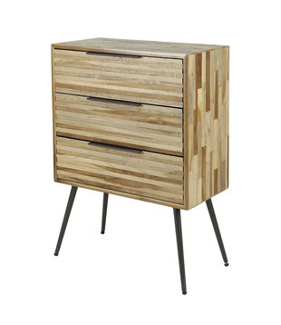 Striped Teak - Dressoir - teakhout - 3 lades - metaal - zwart