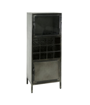 Vault - Armoire de bar - 2 portes - verre - acier - 12 compartiments à vin - gun metal