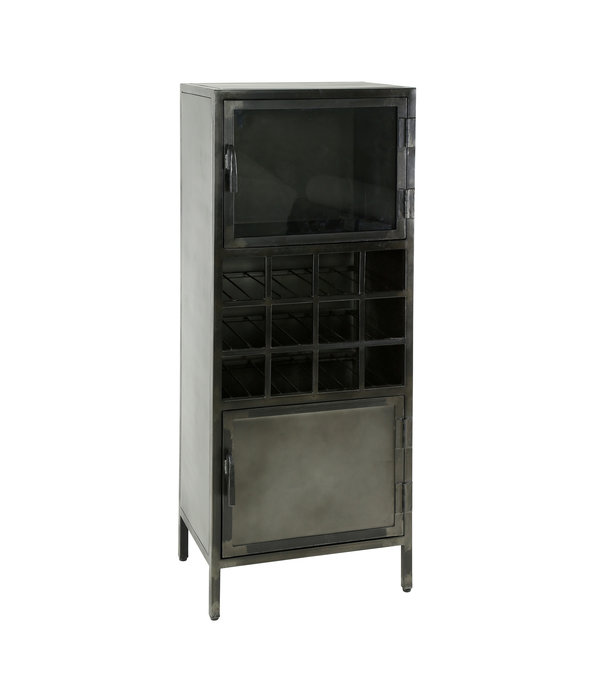 Duverger® Vault - Armoire de bar - 2 portes - verre - acier - 12 compartiments à vin - gun metal