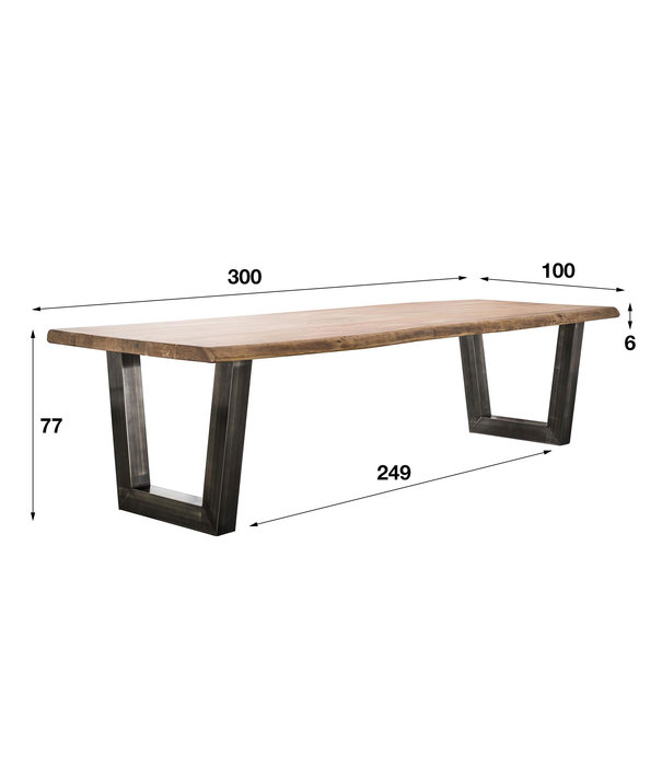 Duverger® Massive - Eetkamertafel - massief acacia - RVS-poten