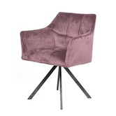 Velvet Steel - Fauteuil - set of 2 - velours - rose - acier - pivotant