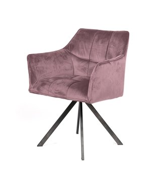 Velvet Steel - Fauteuil - set of 2 - velours - rose - acier - pivotant