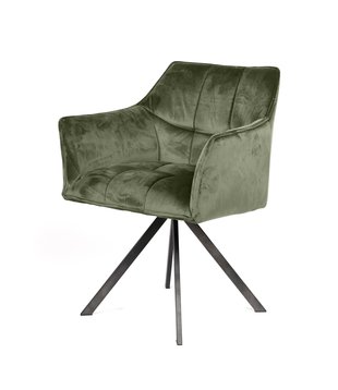 Velvet Steel - Fauteuil - set of 2 - velours - vert - acier - pivotant