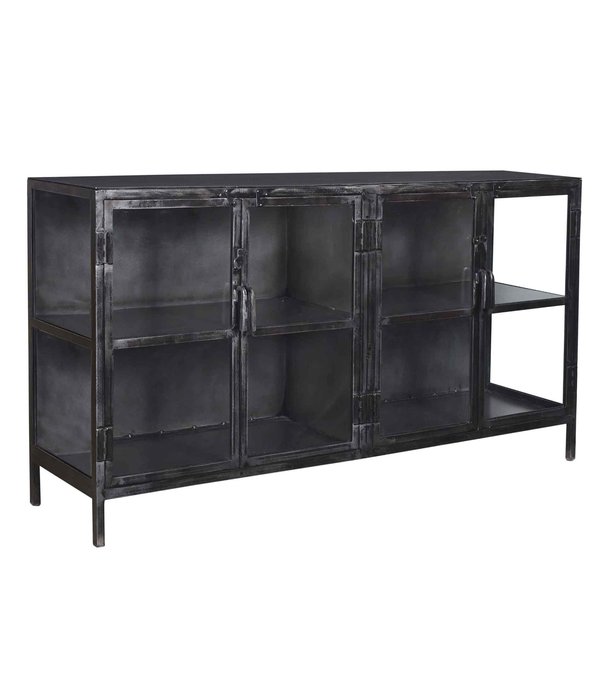 Duverger® Wild West - Buffet - 4 portes vitrées - 1 étagère - noir - gun metal