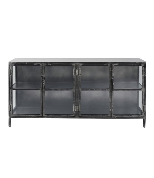 Duverger® Wild West - Buffet - 4 portes vitrées - 1 étagère - noir - gun metal