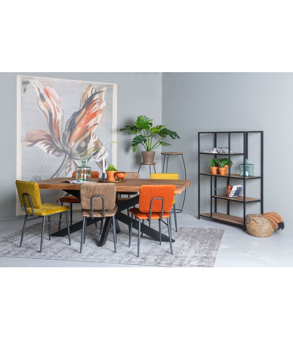 Duverger® Omerta - Esstisch - rechteckig - Baumstamm - 240cm - Mango - natur - Stahlspinnenbein - schwarz beschichtet