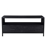 Black Omerta - TV-meubel - mango - zwart - 2 lades - 1 grote nis - stalen frame