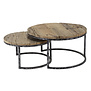 Recycled - Salontafels - set van 2 - rond - robuust hardhout - metalen frame