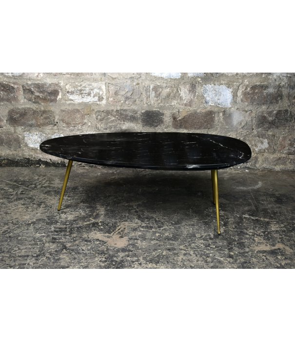 Duverger® Marble - Salontafel - 110cm - marmer - gecoat staal - zwart - goud - ovaal
