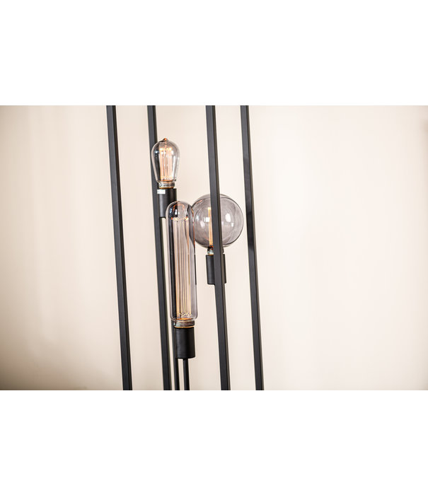 Duverger® Cage - Lampadaire - structure en acier - noir - 3 points lumineux