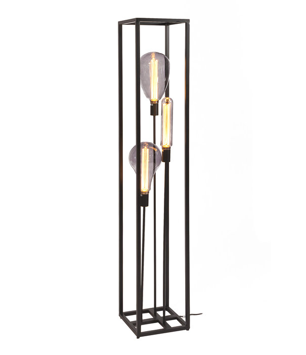 Duverger® Cage - Lampadaire - structure en acier - noir - 3 points lumineux